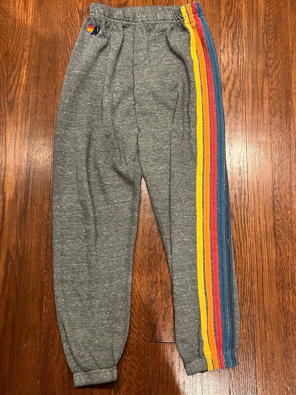 Aviator Nation Grey Sweatpants with Rainbow Side Stripes